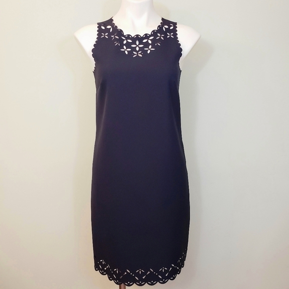 J. Crew Sleeveless Laser Cut Floral Shift Dress Scallop Edge - Picture 2 of 8